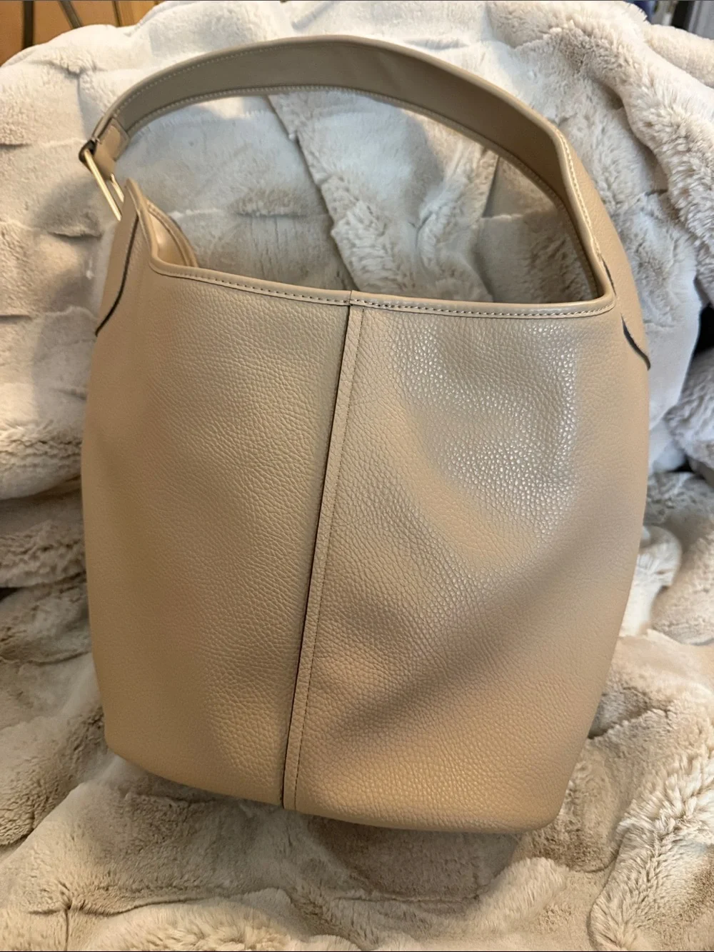 Michael Kors Beige Pebbled Leather Hobo Bag